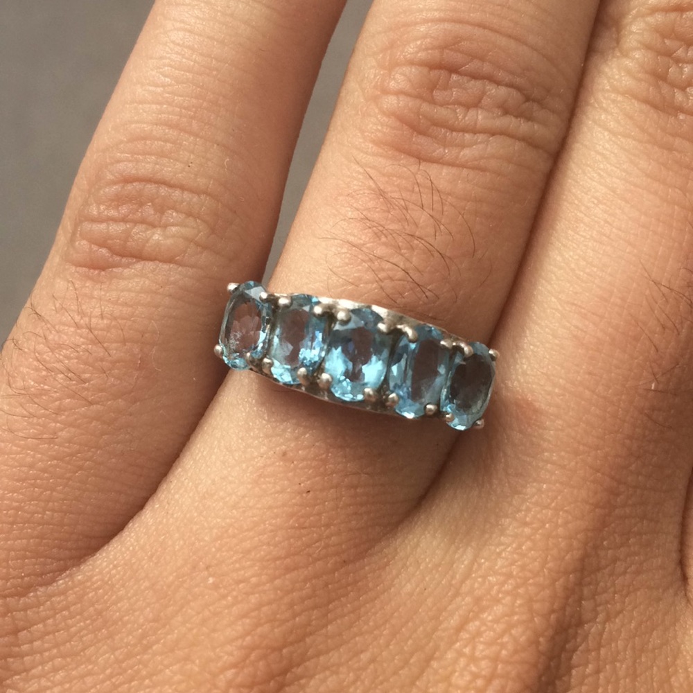 Sterling Silver & Aquamarine Ring size 9